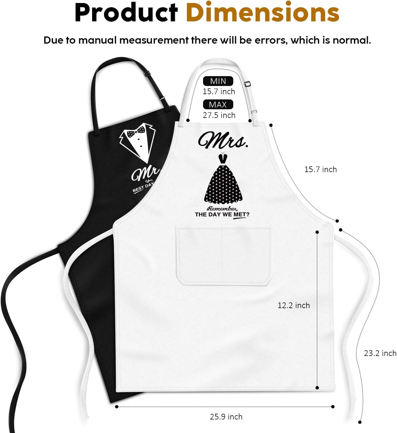Couples Apron Set – Wedding Engagement Gifts for Couples, Funny Kitchen Gifts for Couples, Bridal Shower Gifts, Christmas