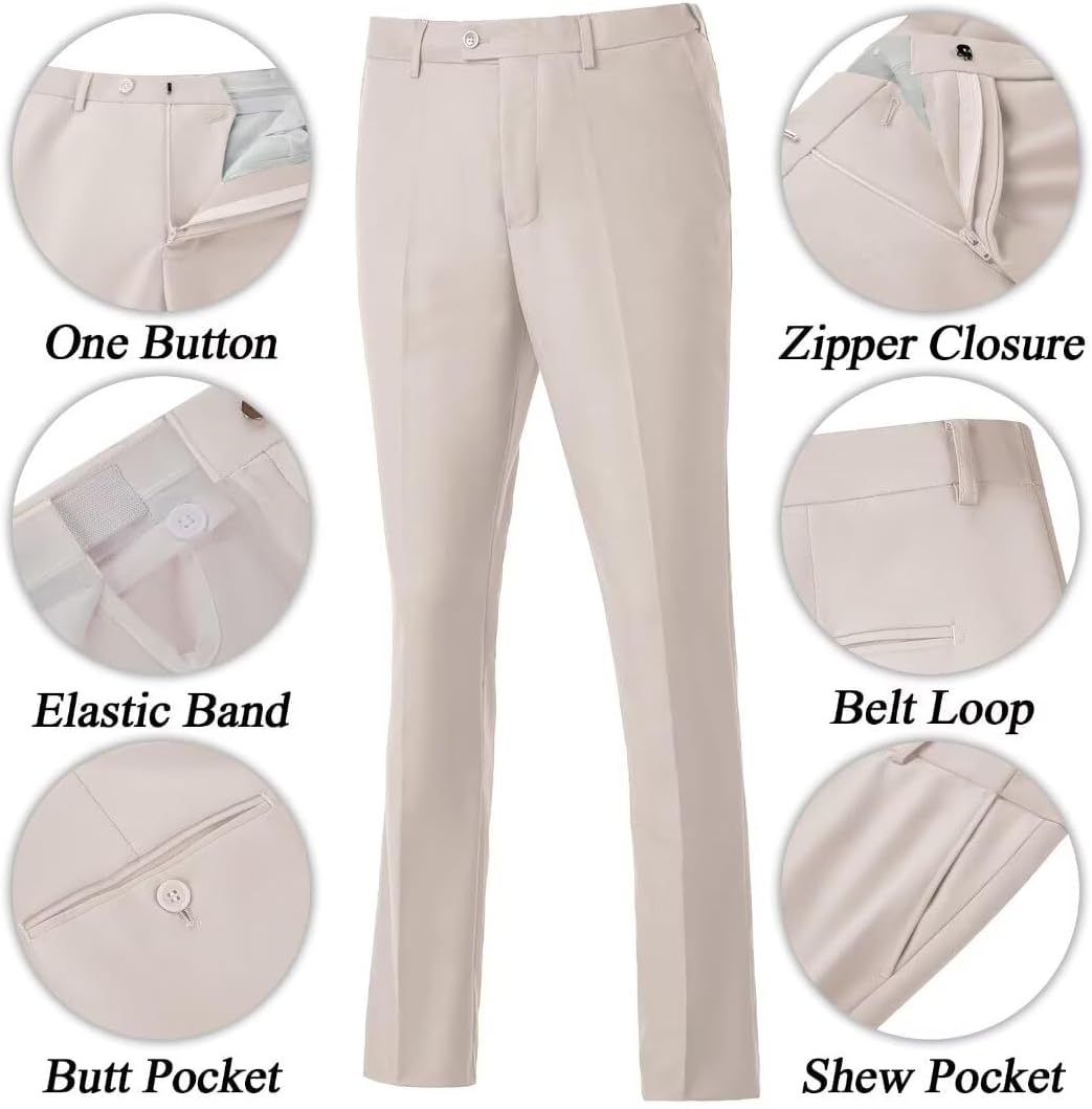 Mens Suit Slim Fit 3 Piece Double Breasted Suit Men Formal Tuxedo Set Casual Wedding Prom Groom Suits