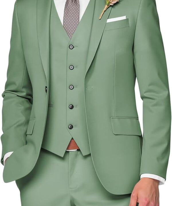 3 Piece Suit Men Slim Fit Wedding Suits for Mens Elegant One Button Jacket Single Breasted Vest Pants Set