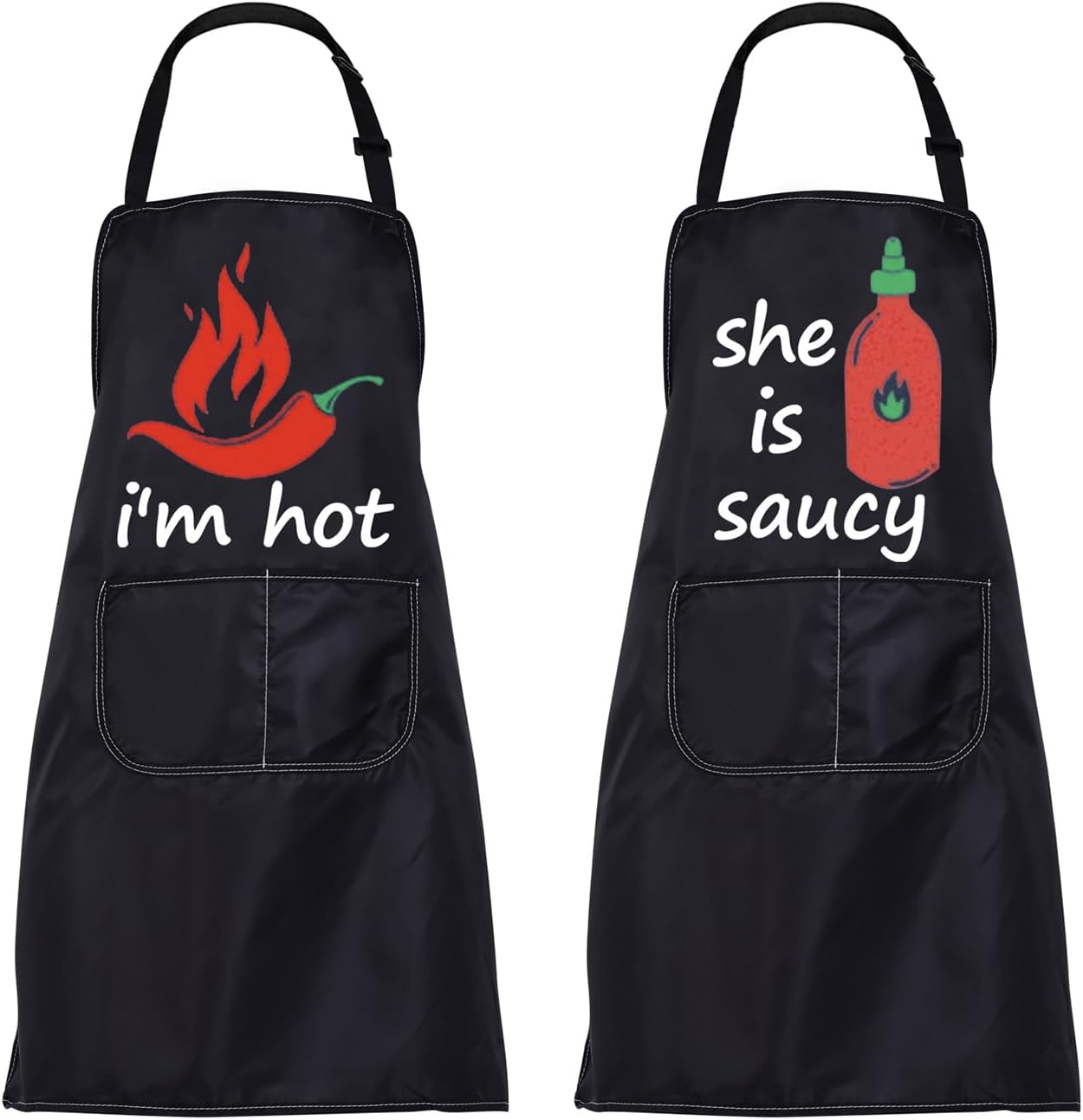 BNQL Mr And Mrs Apron Set Matching Couples Aprons Set I'm Hot She Is Saucy Apron His And Hers Gifts Bbq Cooking Wedding Aprons