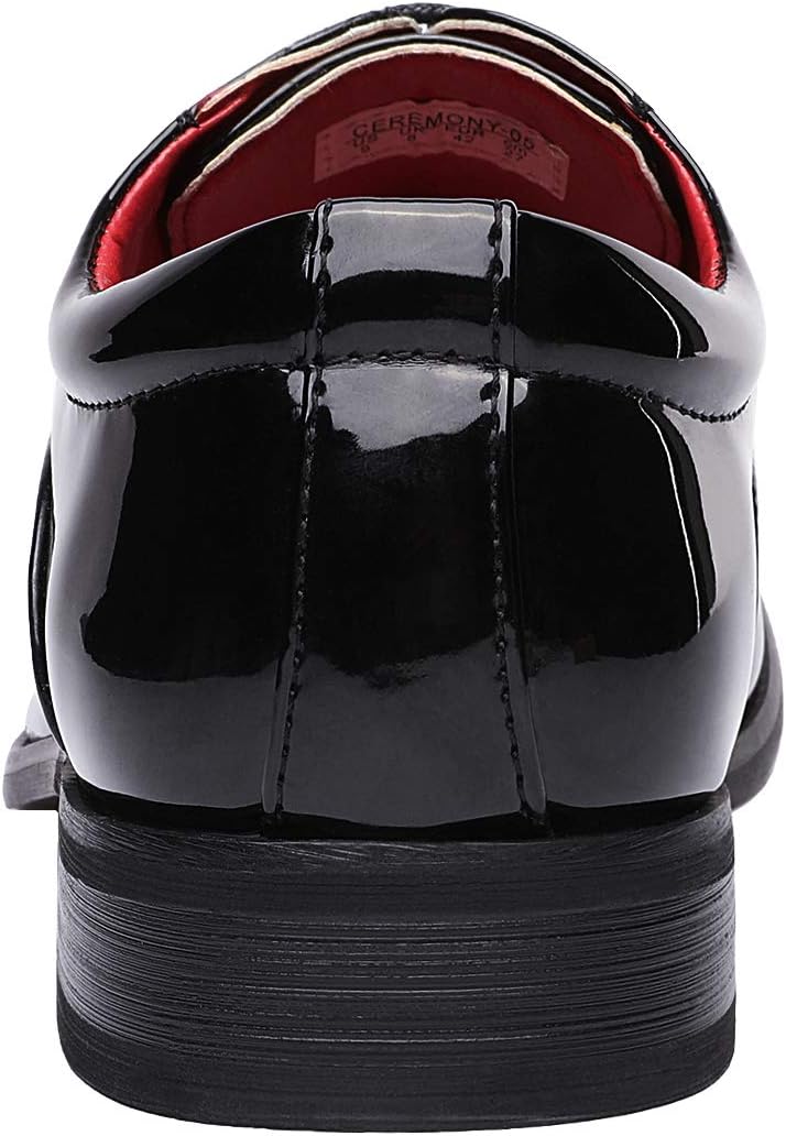 Bruno Marc Mens Faux Patent Leather Tuxedo Derby Dress Shoes Classic Lace-up Formal Oxford