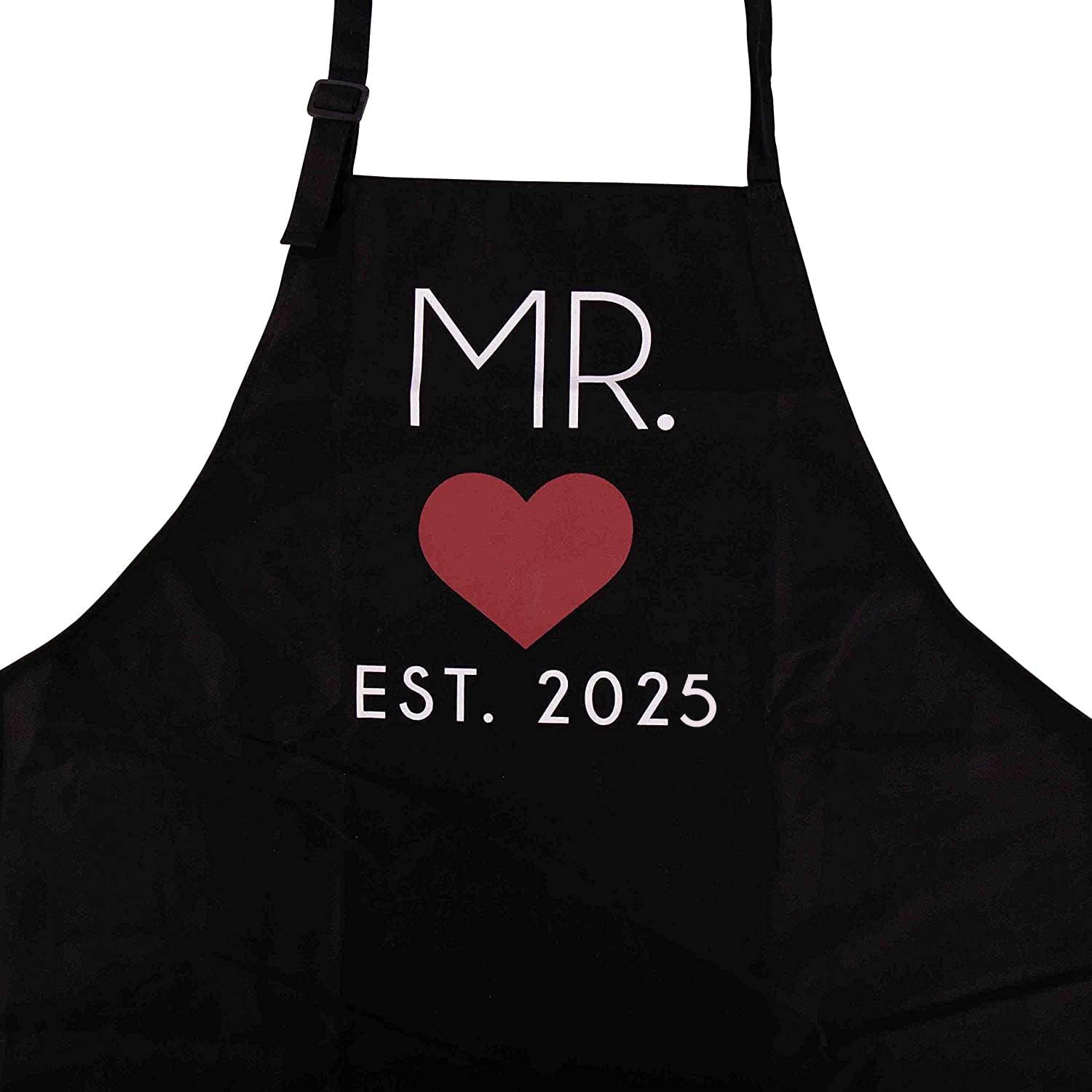 GSM Brands Mr. and Mrs. Couples Kitchen Aprons (2-Piece Set) Cute Cooking Bibs for Newlyweds