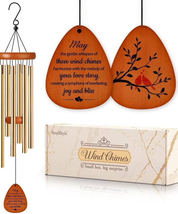 SteadStyle Happy Anniversary Decorations for Couples, Parents, Husband, Wife, Wedding Anniversary Keepsake Wind Chimes for Outside Garden Patio Backyard Porch