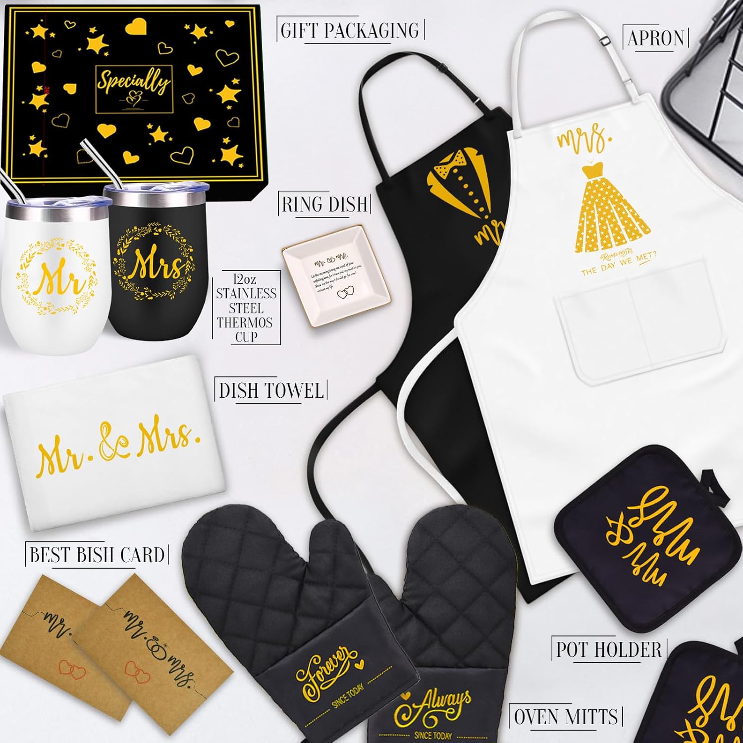 10 Pack Wedding Engagement Gift Set for Couples Mr and Mrs Aprons for Bridal Shower Gifts