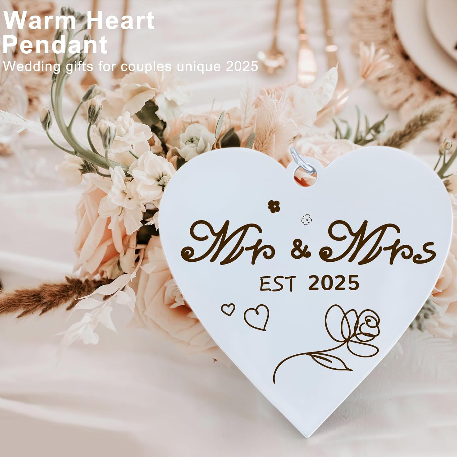 Wedding Gifts for Couples 2025,Rotating Floating Mr and Mrs Picture Frame,4×6 Rustic Picture Frame Engagement Gifts for Couples,Bridal Shower Gift for Bride to Be