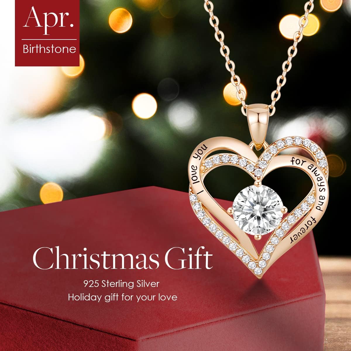 CDE Forever Love Heart Necklaces for Women, Wedding Anniversary, Birthday Mothers Day Christmas Day Gifts for Mom, Mother, Wife, friend, S925 Silver Jewelry with Birthstone Pendant