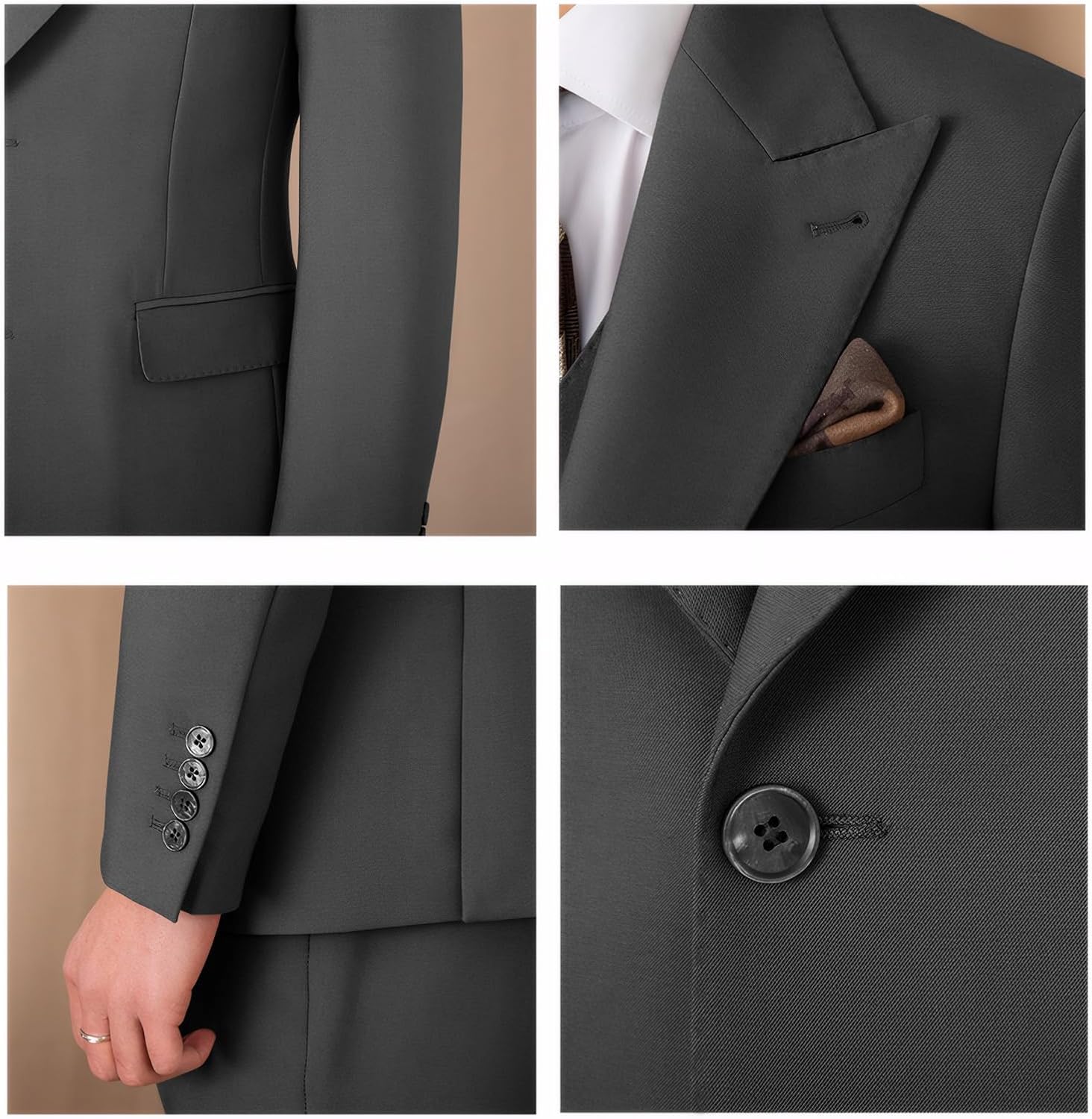 Suit for Men Wedding Slim Fit 3 Piece Set Blazer Jacket Vest Pants Tuxedo Suits for Groomsmen Business Prom Party Sport Coat