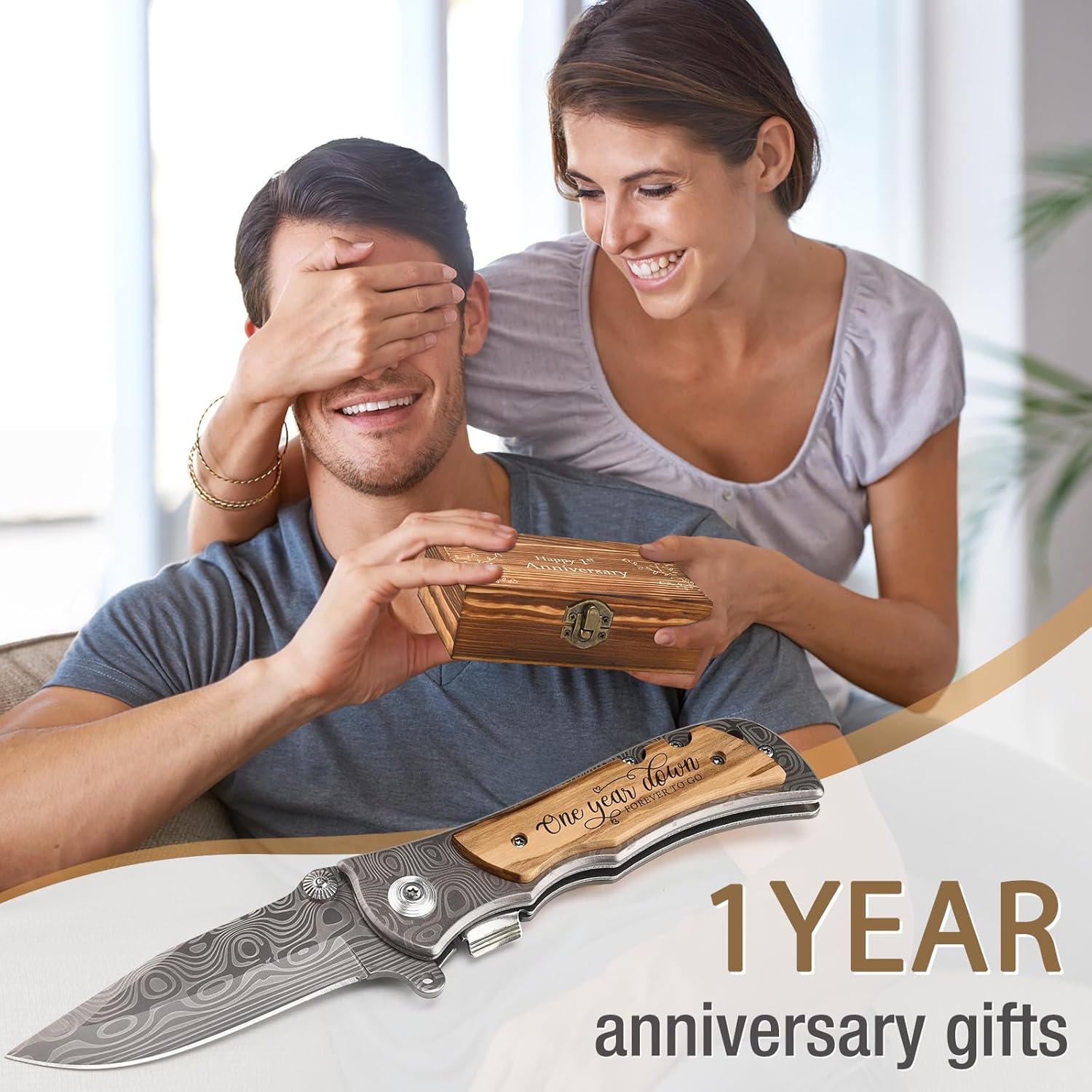 1 Year Paper Anniversary for Him, 1st Gifts Wedding Anniversary Keepsake for Men, First Anniversary Marriage Presents for Husband or Boyfriend