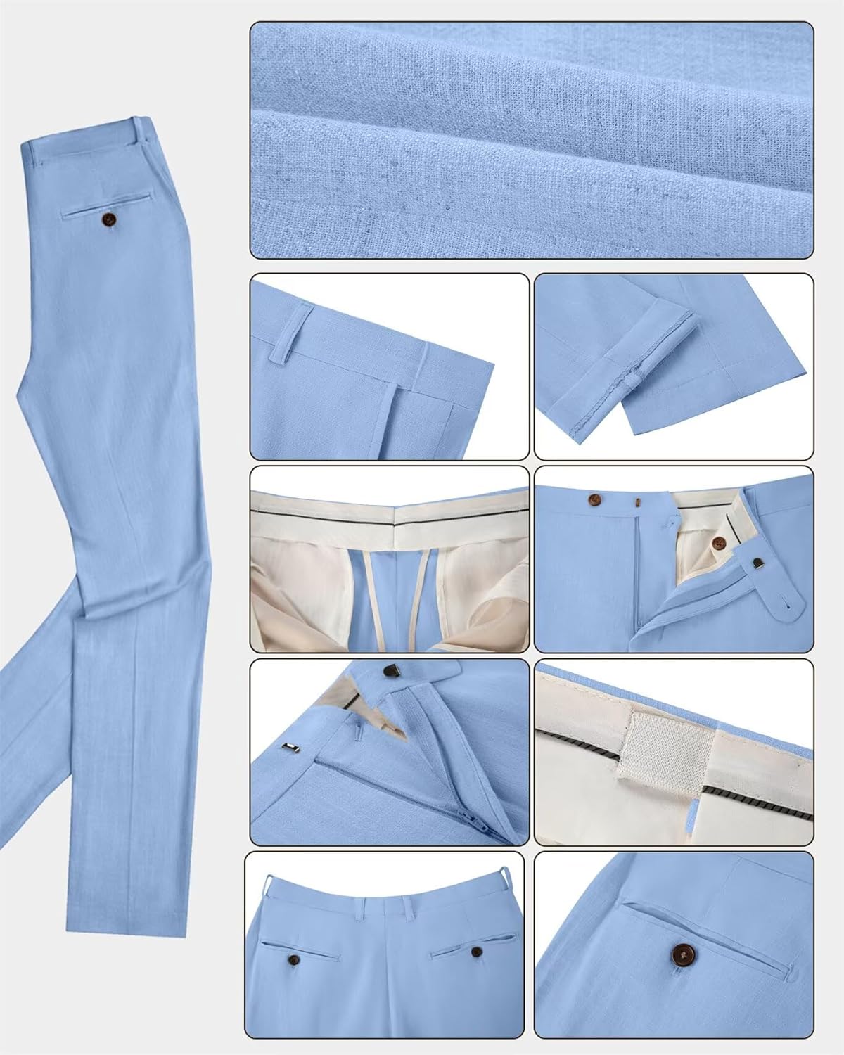 Retro Linen Mens Suit 3 Pieces Slim Fit Linen Prom Wedding Suits Casual Tuxedo Set Groom Jacket Blazer Vest Pants for Men