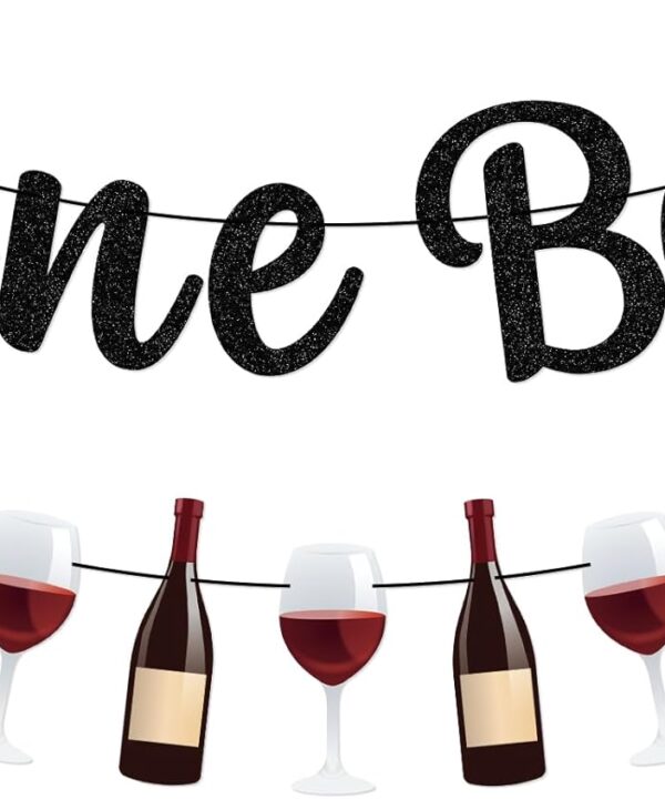 Wine Bar Banner - Wine Themed Party Decorations - WineTasting Party Supplies - Wedding Bridal Shower Drink Station Bar Decorations, Pre-strung