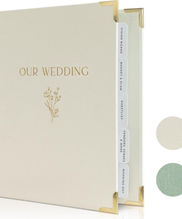 Beautiful Wedding Planner Book And Organizer - A Unique Linen Binder For the Bride Perfect To Plan Your Big Day - An Exceptional Engagement Gift For Newly Engaged Couples, Future Brides, And Grooms