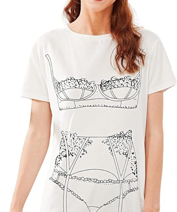 Floerns Women's Funny Lingerie Nightgown Cute Print Tshirt Sleepdress
