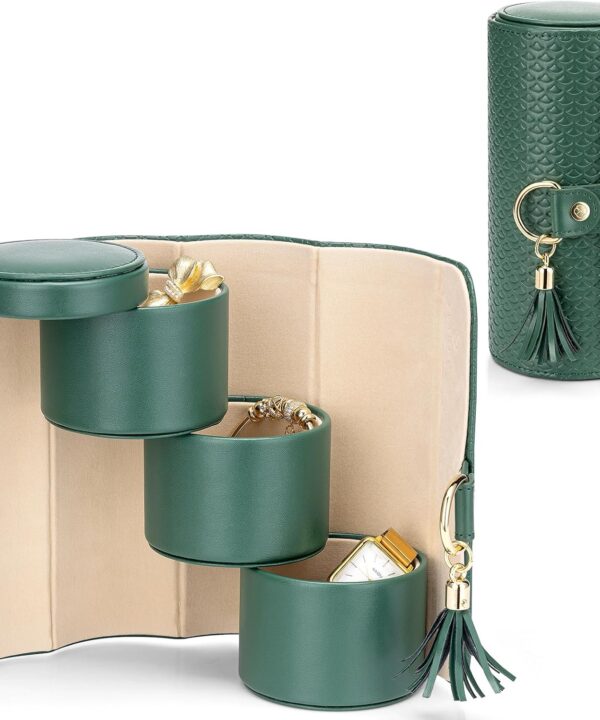 Vlando Wedding Gifts for Women, Travel Jewelry Box, Bridal Shower Gifts, Bridesmaid Gifts for Wedding Day Bride Gifts, Bridesmaid Proposal Gifts, Travel Jewelry Organizer - Green