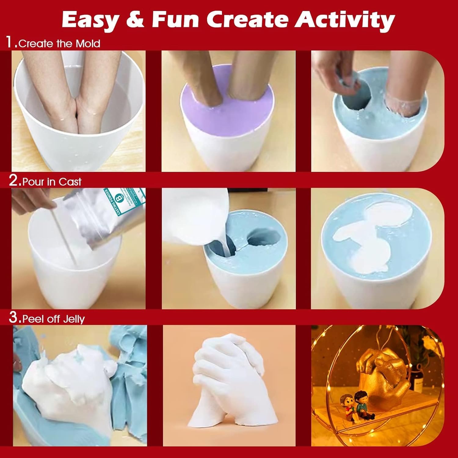 LTDSOAR Hand Casting Kit, Couples with Practice Kit, Hand Mold Kit for Adults & Kids, Romantic Anniversary Wedding Birthday for Her or Him,Boyfriend Girlfriend Unique Christmas Stocking Stuffers Gift