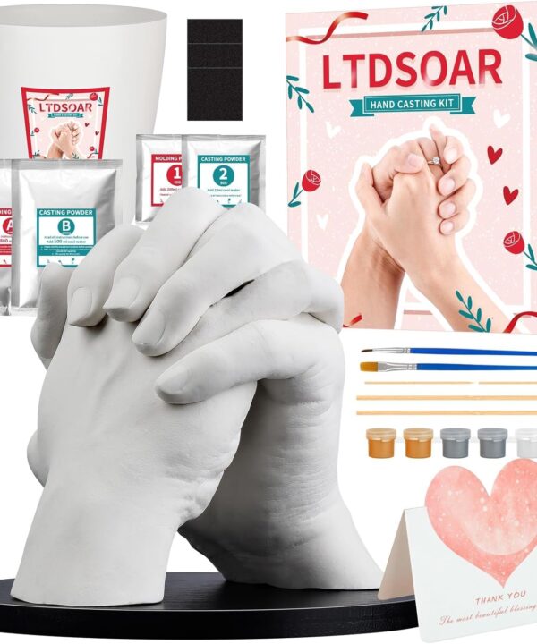 LTDSOAR Hand Casting Kit, Couples with Practice Kit, Hand Mold Kit for Adults & Kids, Romantic Anniversary Wedding Birthday for Her or Him,Boyfriend Girlfriend Unique Christmas Stocking Stuffers Gift