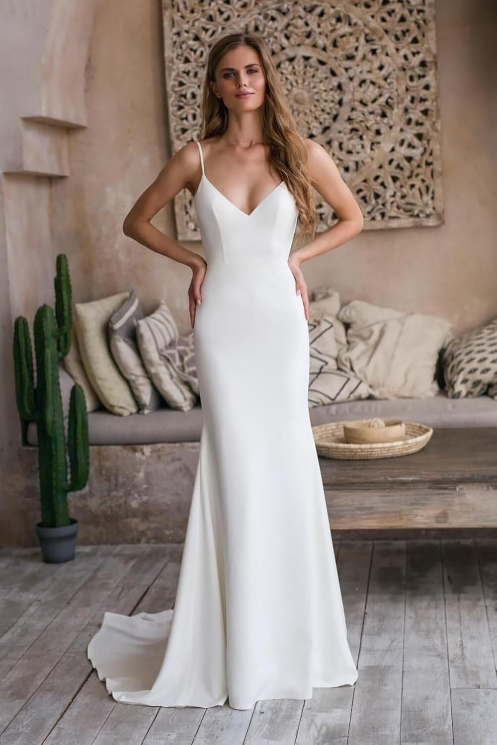 Wedding Dresses for Bride 2025 Boho Beach Satin Mermaid Bridal Ball Gowns with Train