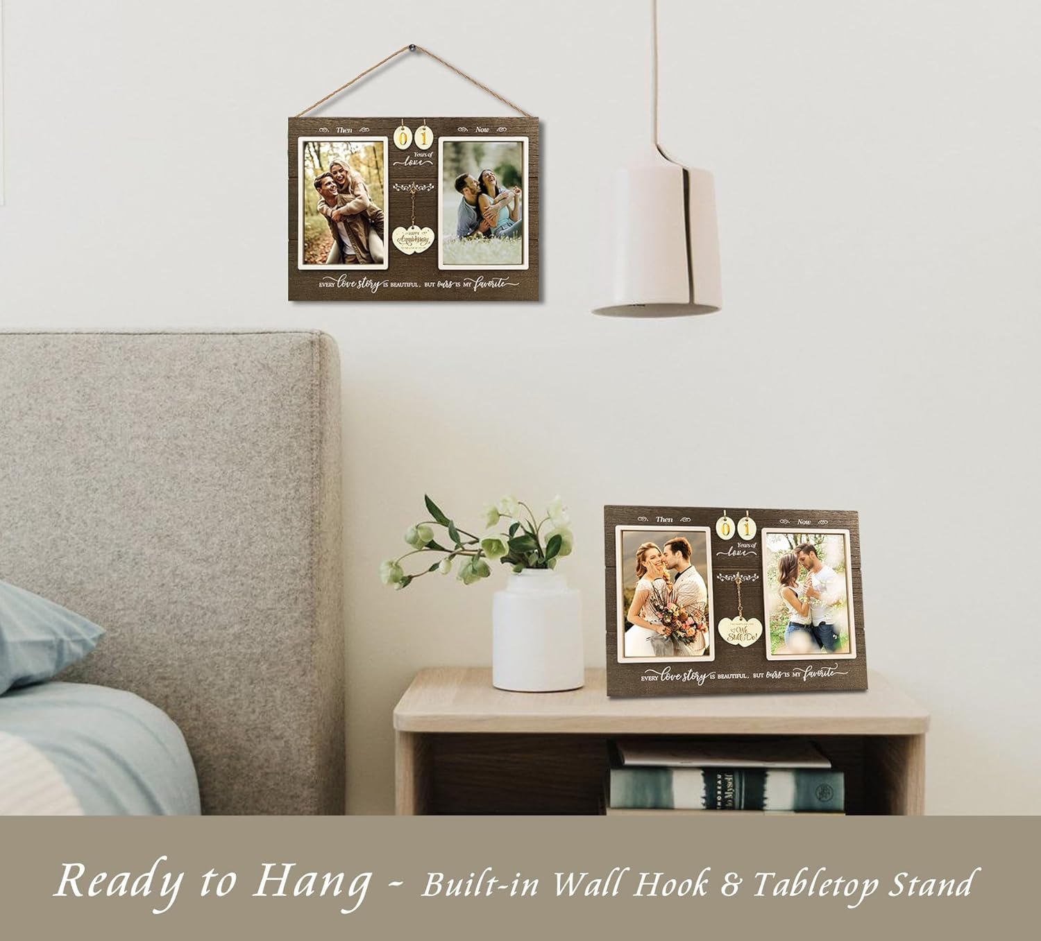 AarkaJ Anniversary Wedding Gifts for Couple Parents Wife Husband. (1-99) Years Then & Now Anniversary Picture Frames(3 Options).