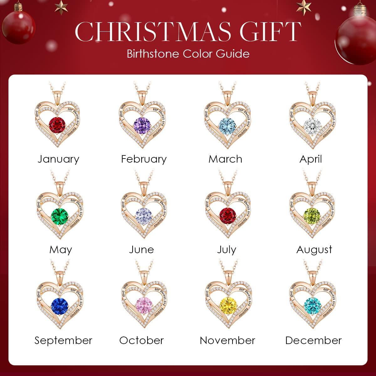 CDE Forever Love Heart Necklaces for Women, Wedding Anniversary, Birthday Mothers Day Christmas Day Gifts for Mom, Mother, Wife, friend, S925 Silver Jewelry with Birthstone Pendant