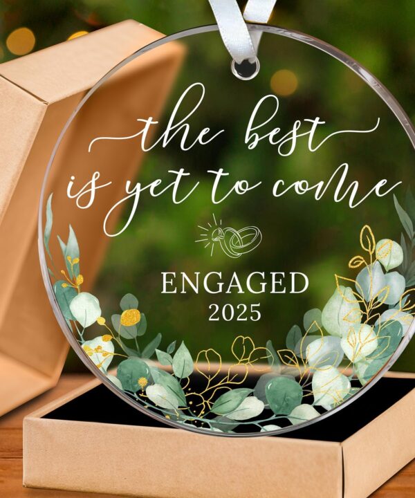 HEXMOZ Engagement Gifts for Couples - Engagement Gift for Newly Engaged Couples, Women, Fiance, Her - Bride to Be Gifts, First Christmas Just Engaged Acrylic Ornament 2025 - Party Decorations
