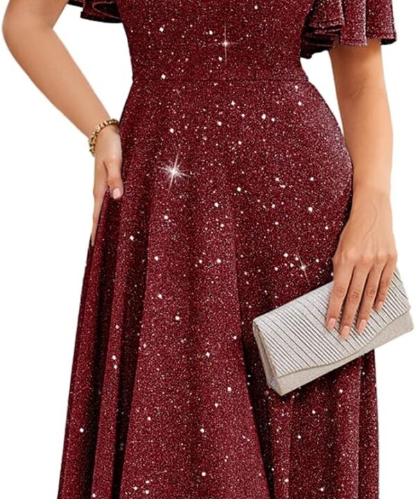 Bridesmay Women's Formal Cocktail Wedding Guest Dress for Women 2025 Short Sleeve Fit and Flare Tea Party Dresses