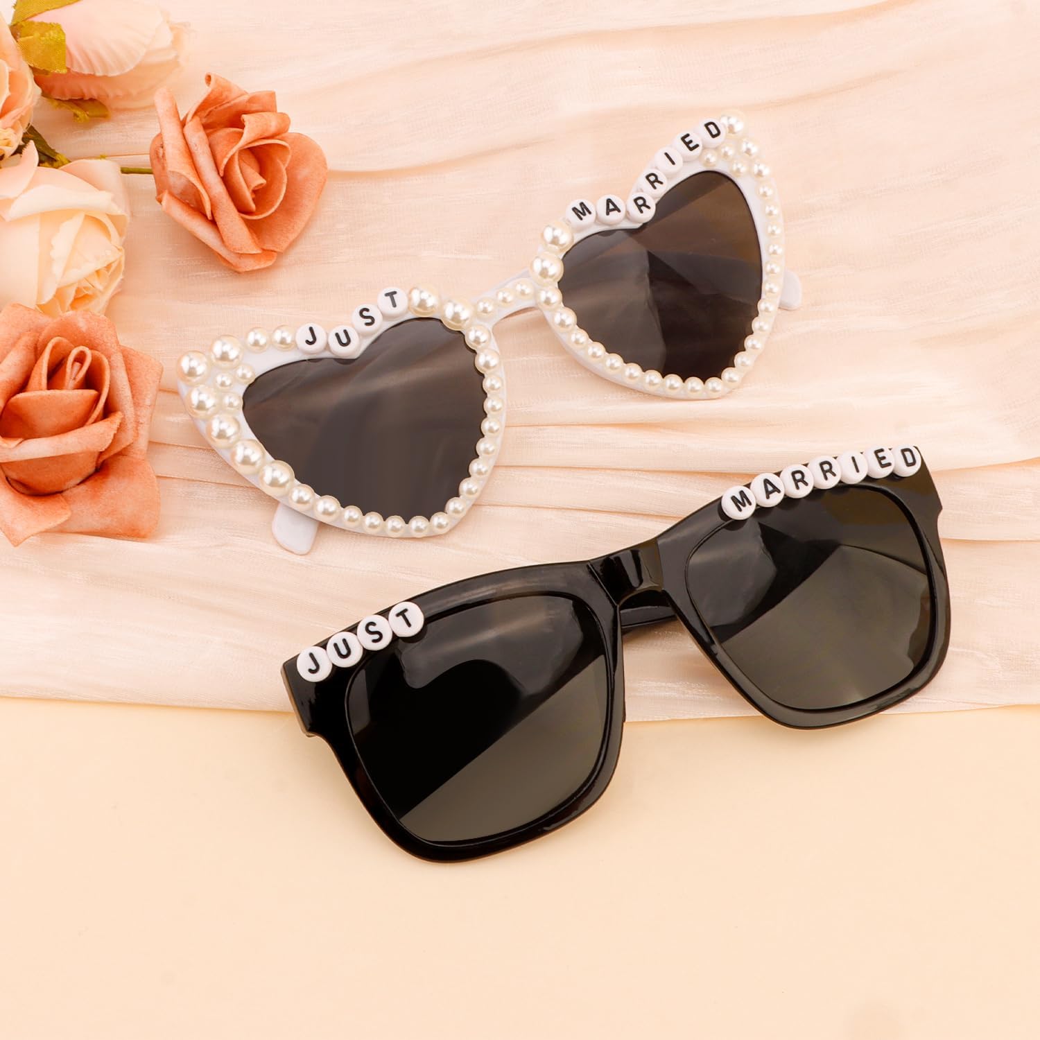 Just Married Decorations Bride And Groom Sunglasses for Just Married Wedding Party Decorations Wedding Sunglasses Accessories White And Black
