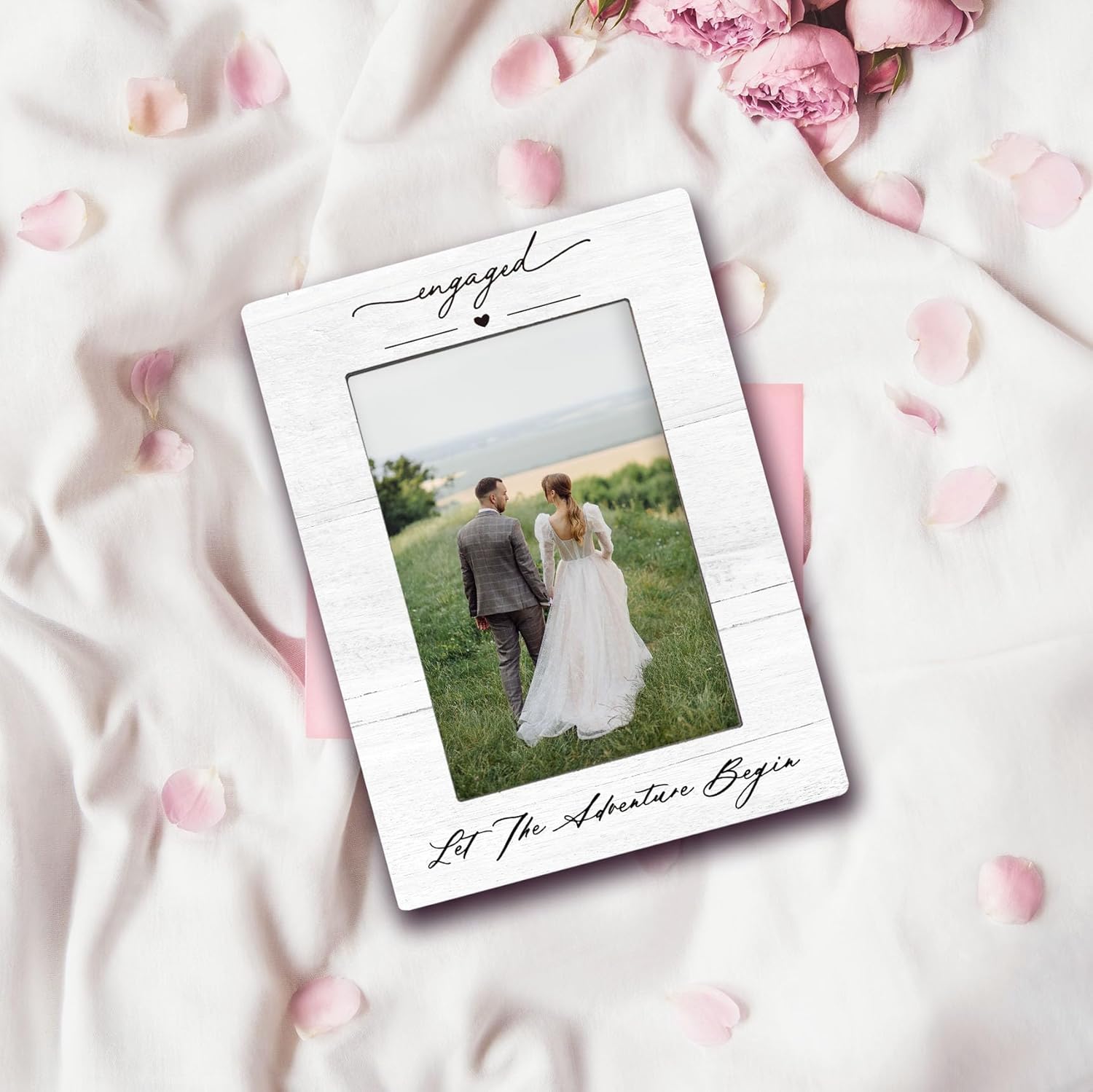 Engagement Couples Newlyweds Picture Frame 4×6, Engagement Gifts for Couples, Just Engaged Gift, Wedding Gifts for Newlyweds Bride Groom, Engaged Couple Picture Photo Frames for Desk Shelf Decor