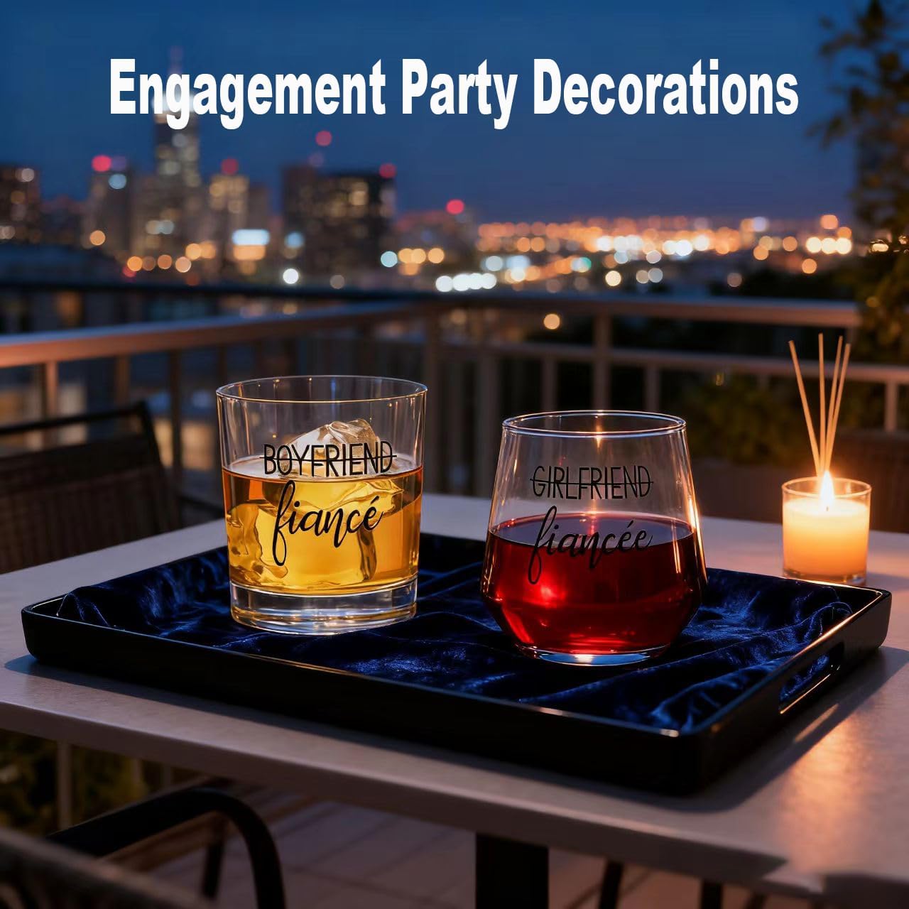 Engagement Gifts for Couples, Engagement Party Decorations – Unique Fiance Gift for Him or Her! Proposal Decorations, Whiskey Wine Glasses, Best Gift for Newly Engaged Couple, Women