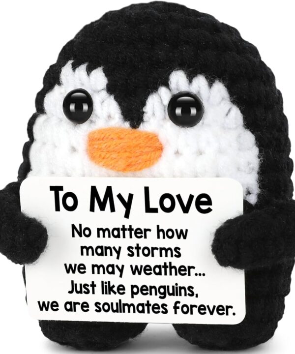 Gifts for Him Her Boyfriend Girlfriend Birthday Valentines, To My Love Handmade Crochet Penguin, Wedding Anniversary Valentines Gift for Women Men, Romantic I Love You Gift for Couples Wife Husband