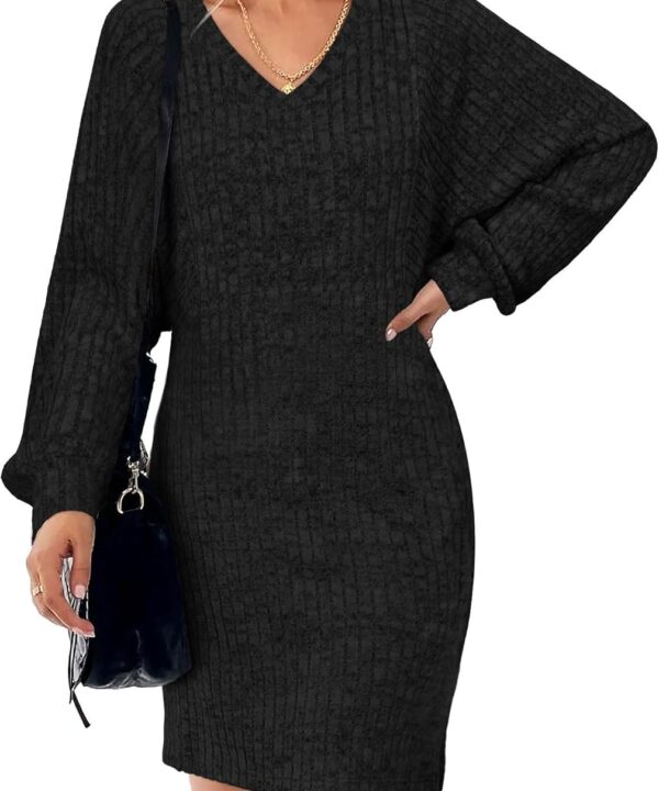 Grace's Secret Womens Ribbed Knit Sweater Dress Long Sleeve Casual Fall Winter Dresses 2025