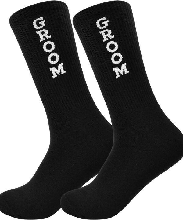 CARAKNOTS Groomsmen Socks Groomsmen Gifts for Wedding Bachekor Proposal Wedding Socks for Groom Groomsman Usher Black Cotton