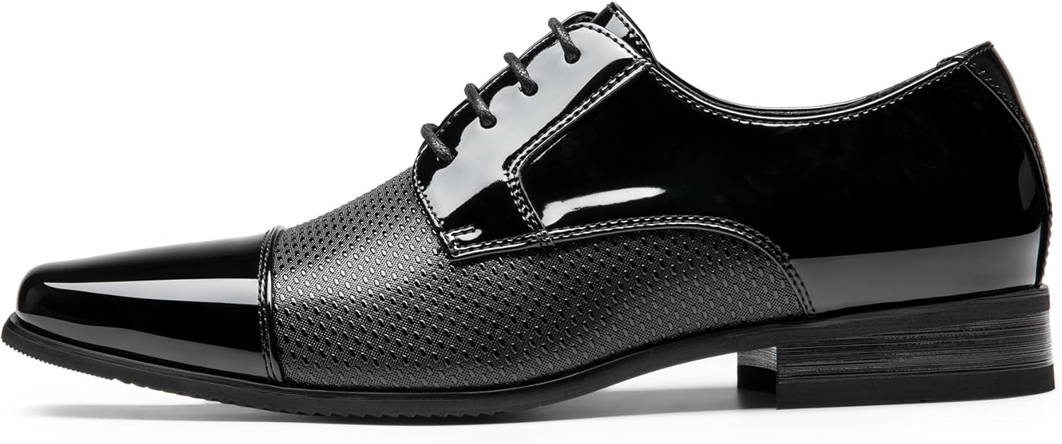 Bruno Marc Mens Patent Tuxedo Dress Shoes Classic Lace-up Formal Oxfords