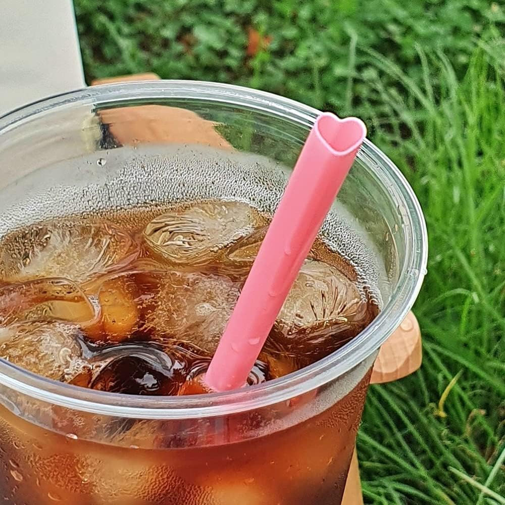 100pcs Heart Shaped Pink Straws Disposable Drinking Cute Straw Individually Wrapped Pink Plastic Straw Galentines Day, Cocktail, Birthday Party, Bridal Shower, Wedding Decorations