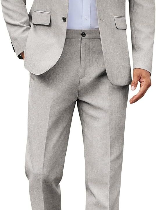 COOFANDY Mens Suit 2 Piece Suit Classic Fit Two Button Blazer Jacket Pants Set Business Wedding Party Suits for Men
