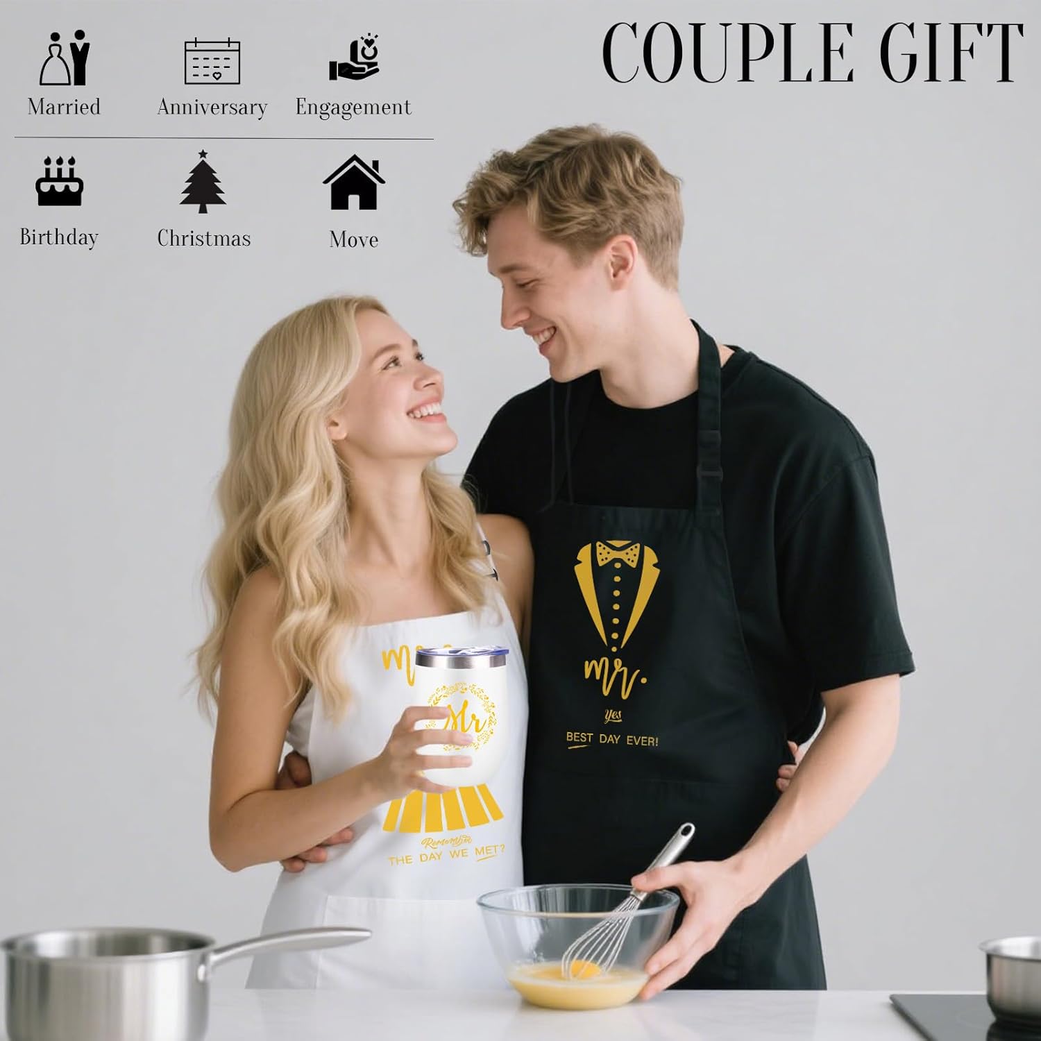 10 Pack Wedding Engagement Gift Set for Couples Mr and Mrs Aprons for Bridal Shower Gifts