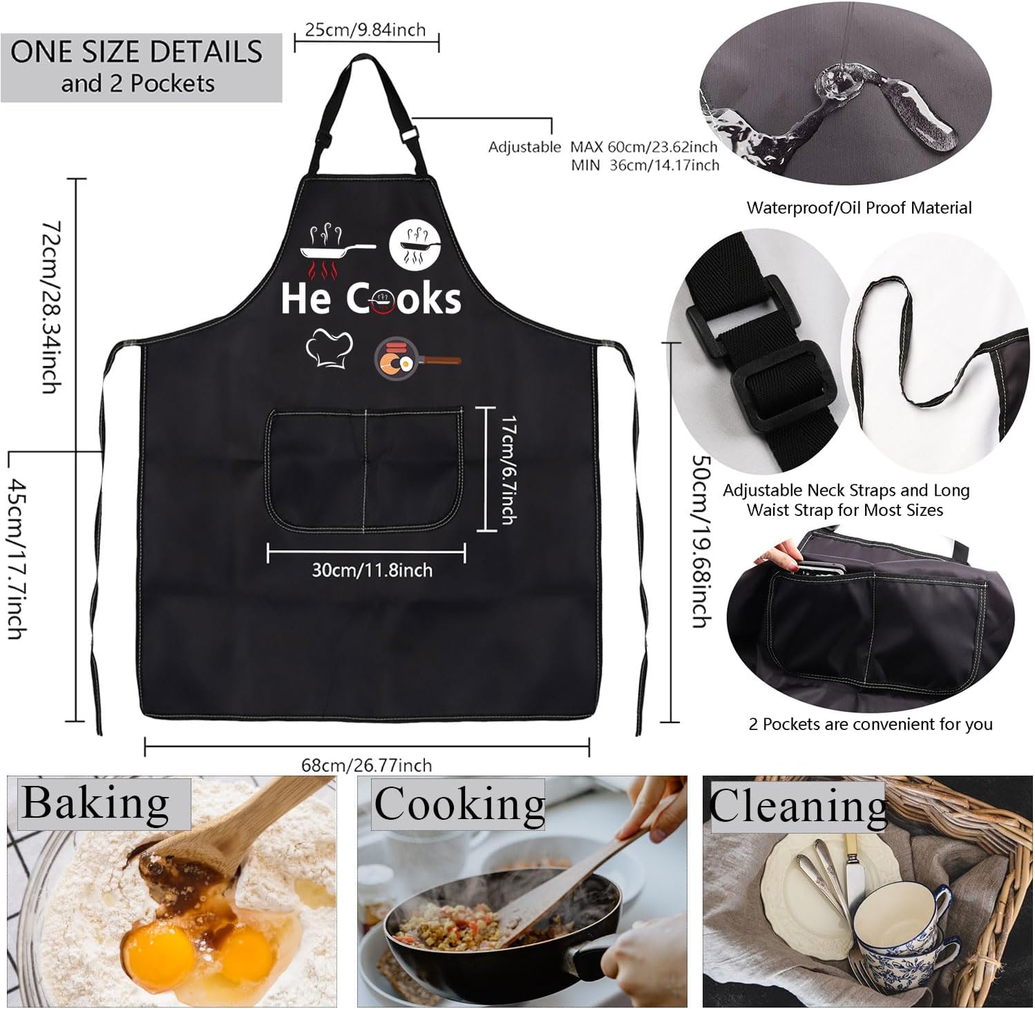 MBMSO Couples Matching Gifts He Cooks She Eats Funny Couples Apron Wedding Gift for Husband Wife Mr Mrs His and Hers Apron