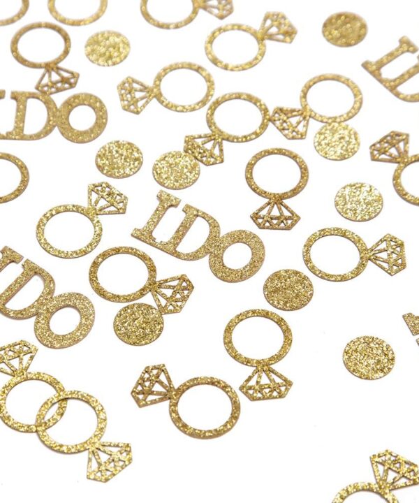 Gold Wedding Table Confetti,Glitter Paper Diamond Ring Confetti, I Do Engagement Party Table Scatter,Bachelorette Bridal Shower Party Decorations