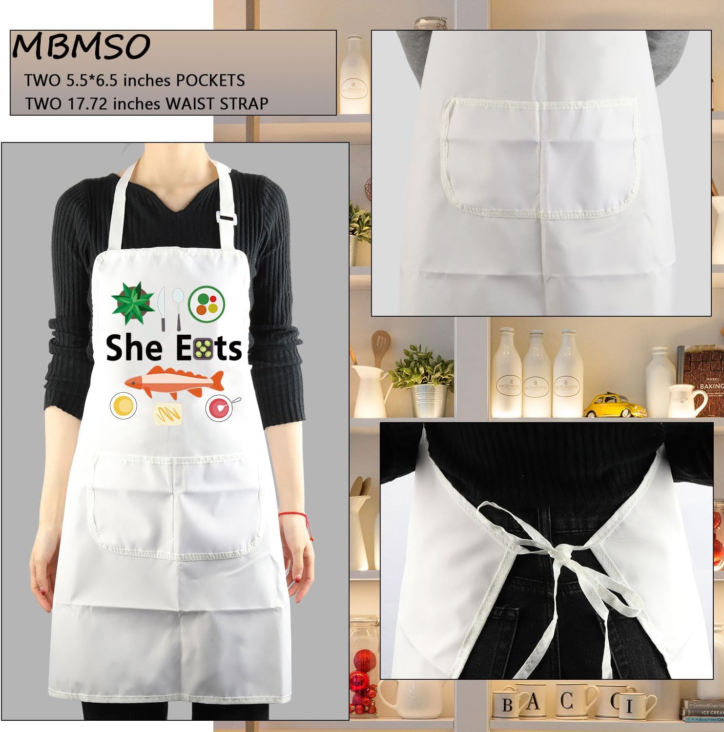 MBMSO Couples Matching Gifts He Cooks She Eats Funny Couples Apron Wedding Gift for Husband Wife Mr Mrs His and Hers Apron