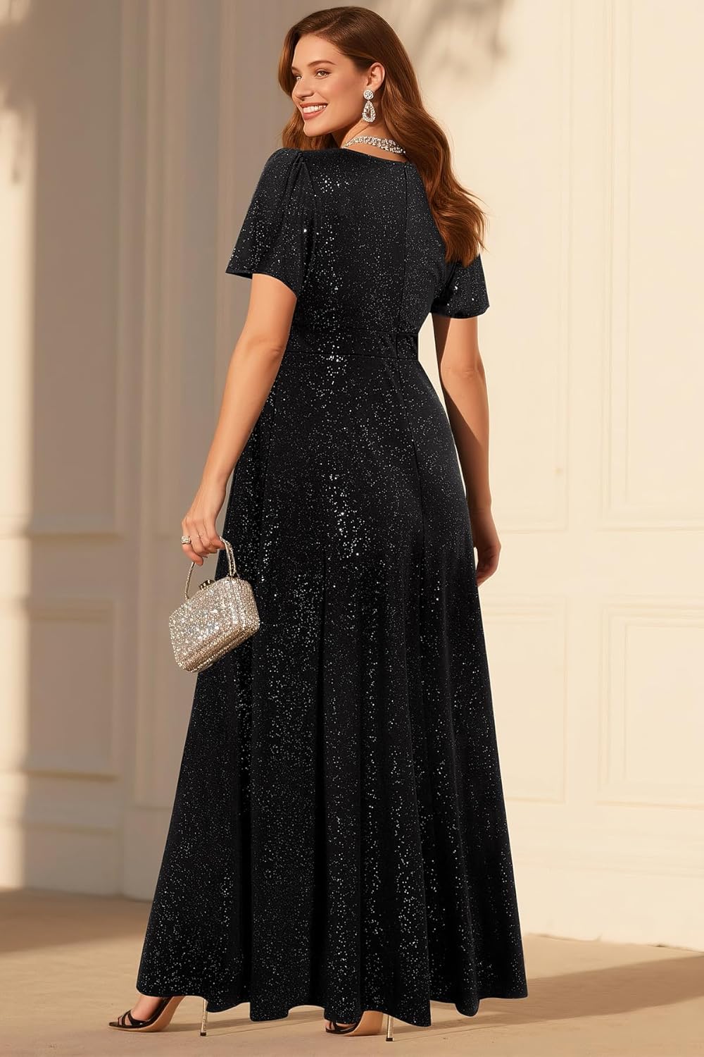 Pinup Fashion Women Plus Size Formal Dresses – Evening Gowns Wedding Guest Glitter Prom Long Dress