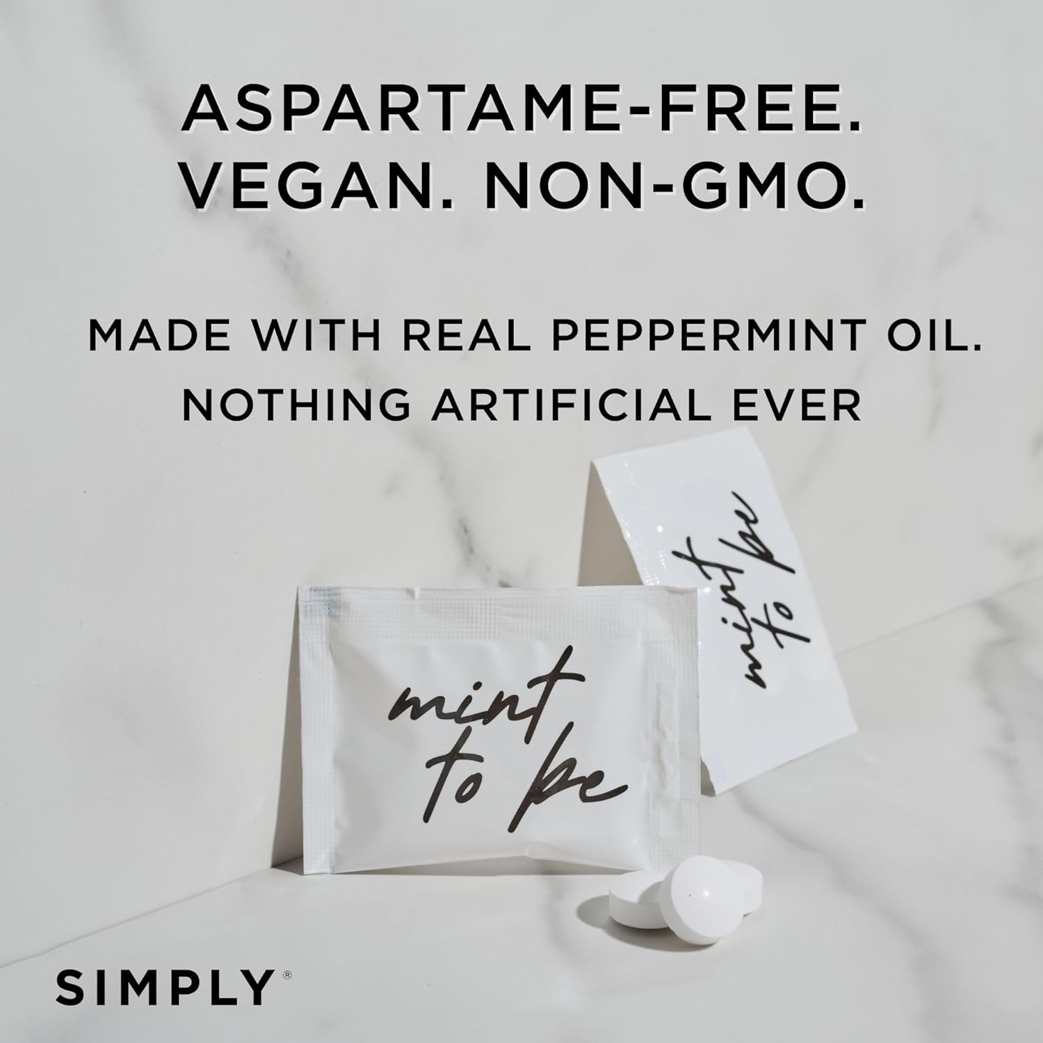 SIMPLY Peppermint Mint to Be Individually Wrapped Breath Mints in Bulk, 50 Packets (2 per Packet) | Wedding, Bridal Shower, Bachelorette, Party Favors