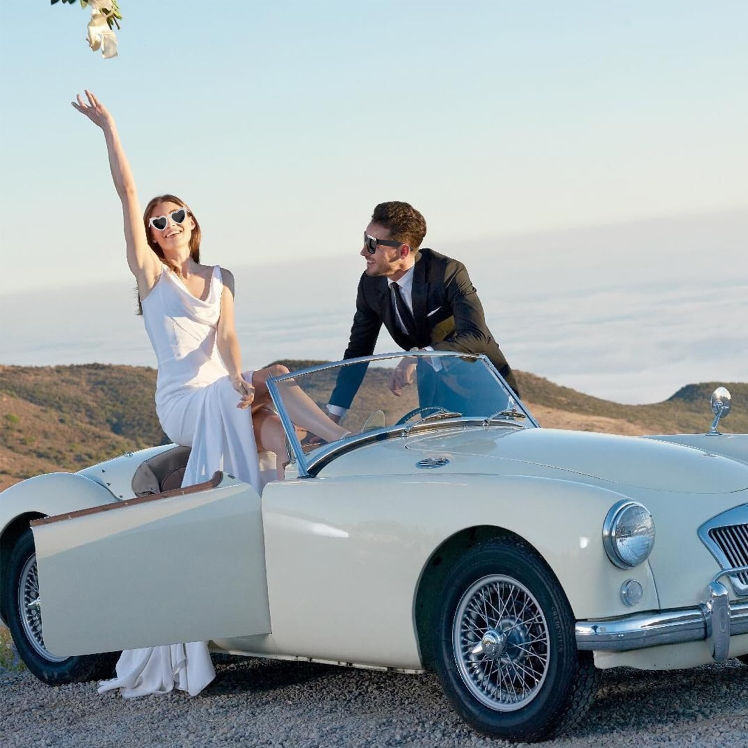 Just Married Decorations Bride And Groom Sunglasses for Just Married Wedding Party Decorations Wedding Sunglasses Accessories White And Black