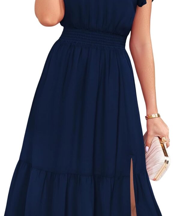 GRACE KARIN Women's Cocktail Dresses 2025 V Neck Ruffle Sleeve Dress, A-Line Midi Swing Wedding Guest Sundresses