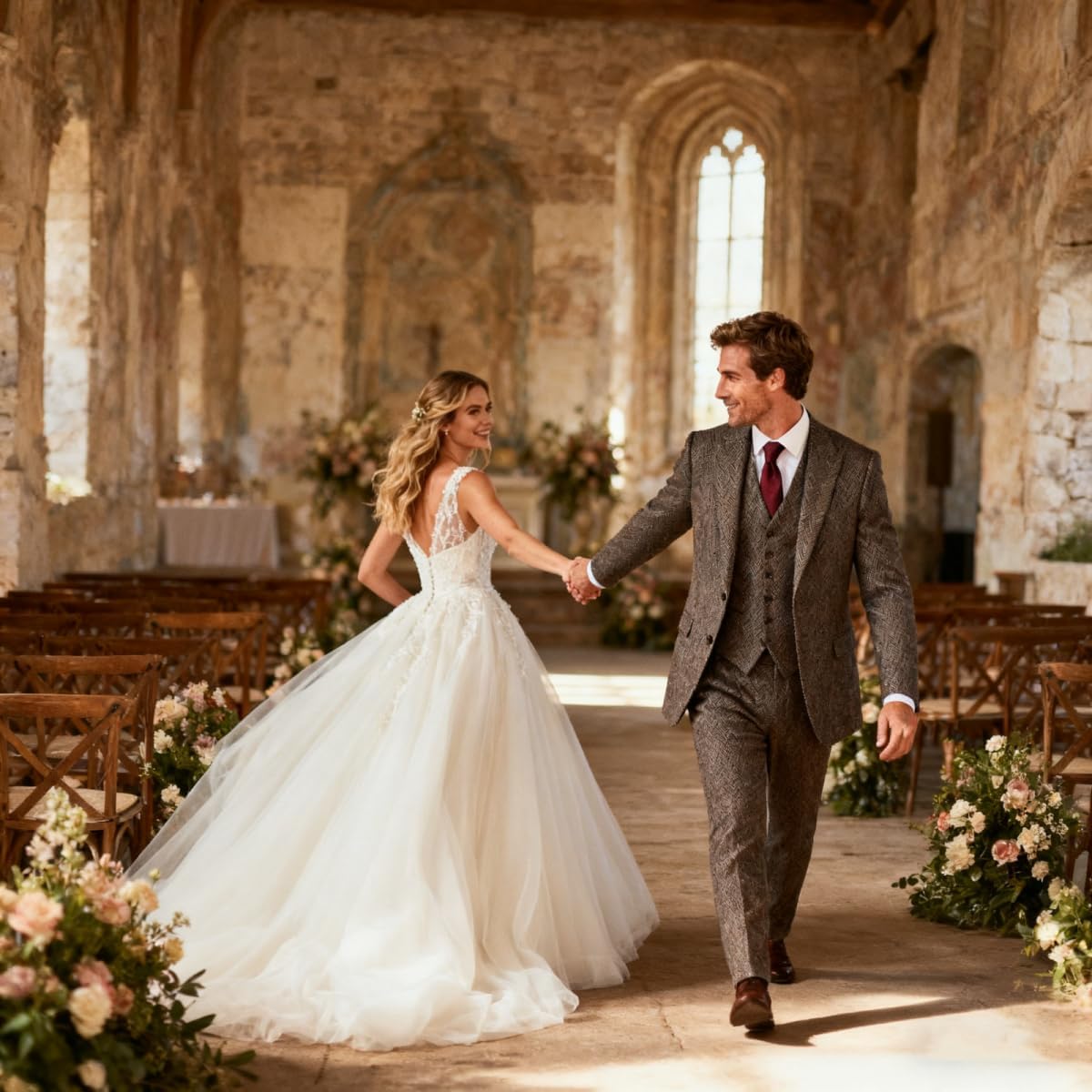 Retro Men Suit 3 Piece Tweed Herringbone Mens Suits Wool Jacket Tuxedos Wedding Grooms Blazer Vest Pants Set Prom