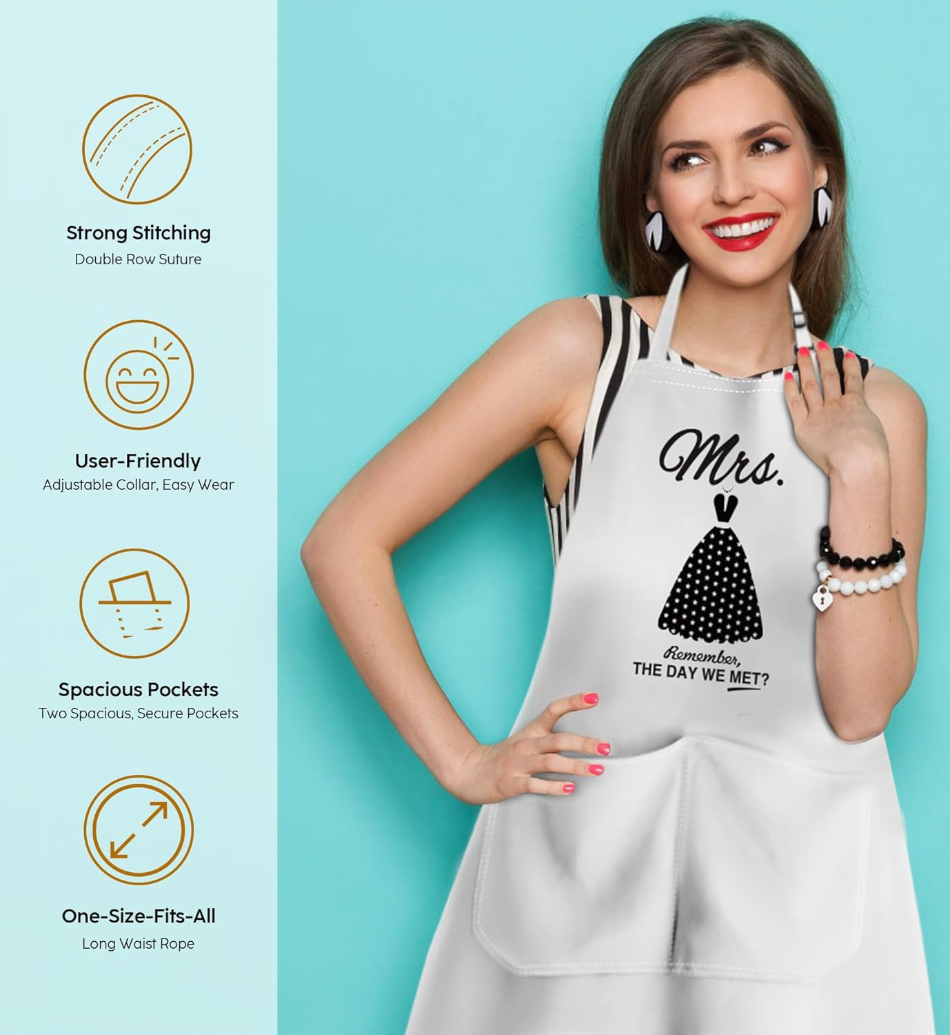 Couples Apron Set – Wedding Engagement Gifts for Couples, Funny Kitchen Gifts for Couples, Bridal Shower Gifts, Christmas