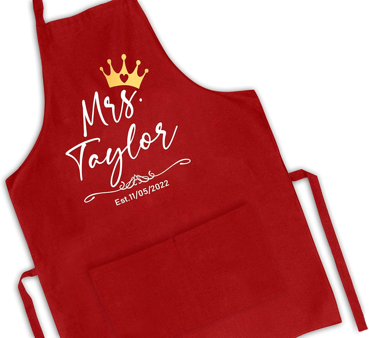 Mr. & Mrs. Custom Name Aprons – Personalized Couples Aprons with Date, Matching Cooking Aprons for Wedding, Engagement, Anniversary, Bridal Shower Gifts, Valentines Day Kitchen Gift for Him and Her
