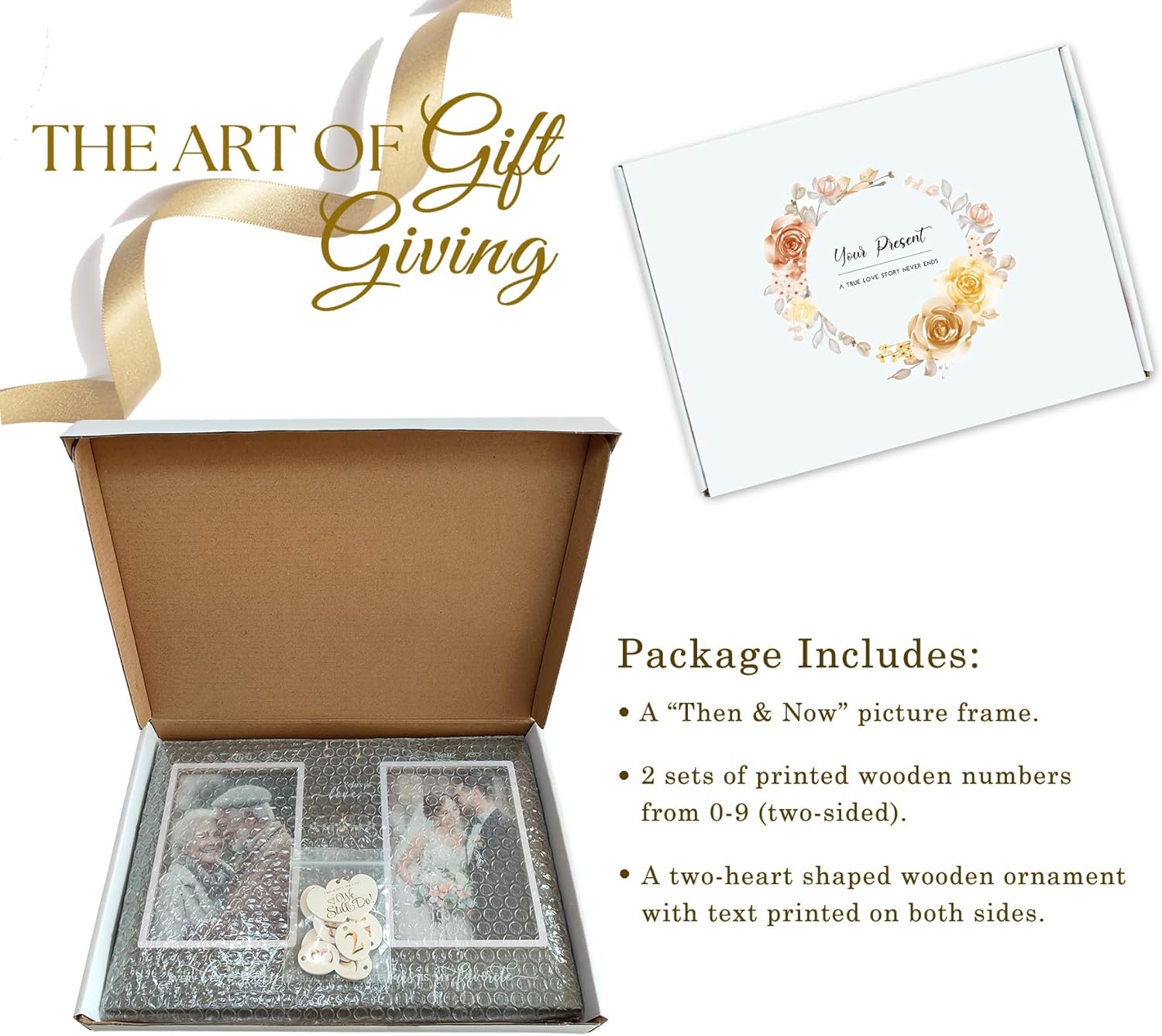 AarkaJ Anniversary Wedding Gifts for Couple Parents Wife Husband. (1-99) Years Then & Now Anniversary Picture Frames(3 Options).