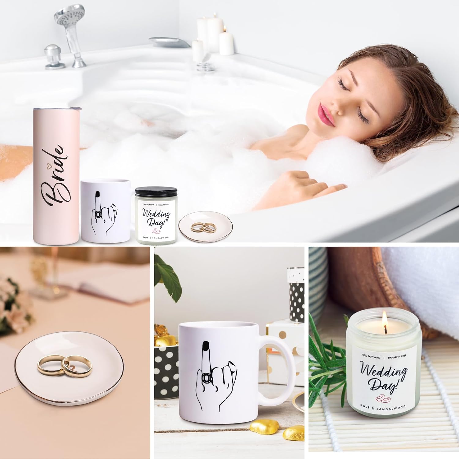 Bride To Be Gifts Box, Bridal Shower, Bachelorette Gifts For Bride, Engagement Gift For Her, Wedding Gift For Bride, Bachelor Party Gifts, Stainless Steel Tumbler Cup, Mug, Scented Candle – (Pink)