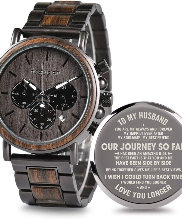2win Engraved Wooden Watch for Boyfriend My Man Fiancé Husband Customized Personalized Wood Watches for Men Birthday Anniversary Personalized Watch