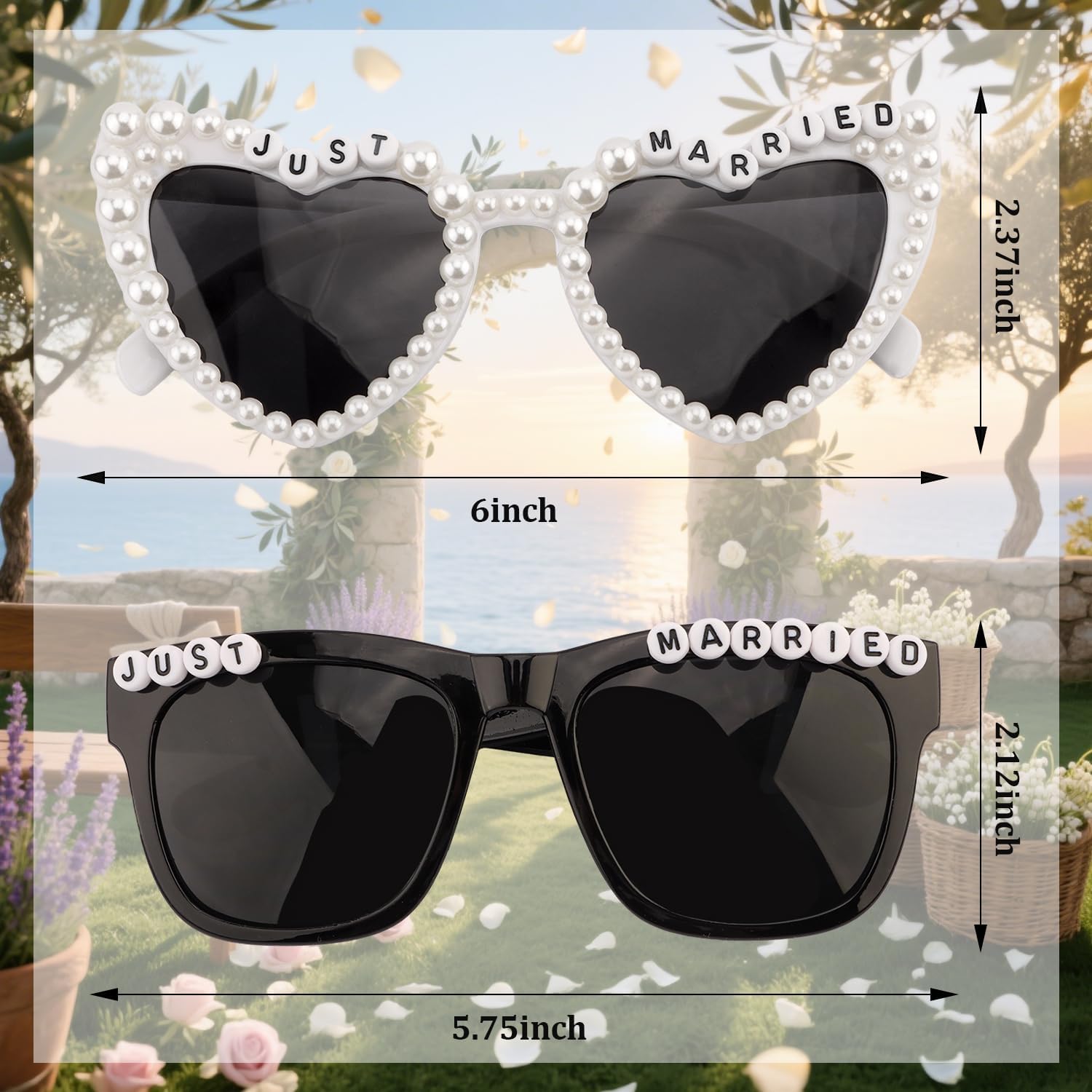 Just Married Decorations Bride And Groom Sunglasses for Just Married Wedding Party Decorations Wedding Sunglasses Accessories White And Black