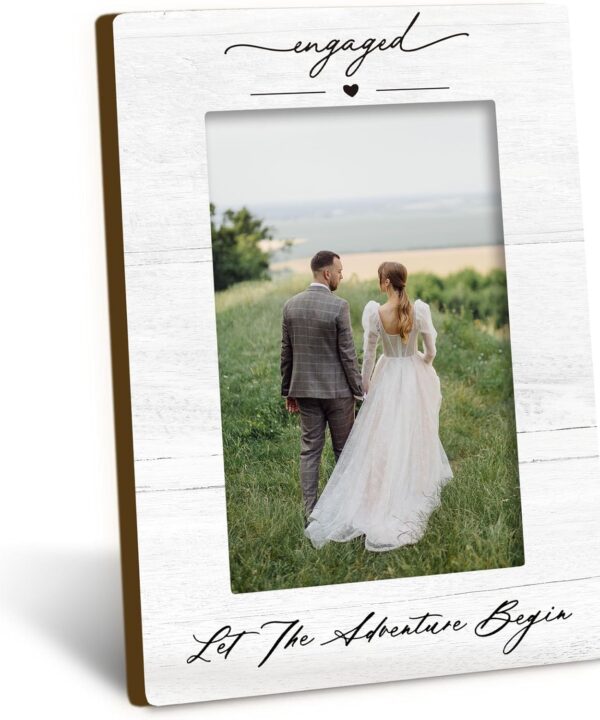 Engagement Couples Newlyweds Picture Frame 4x6, Engagement Gifts for Couples, Just Engaged Gift, Wedding Gifts for Newlyweds Bride Groom, Engaged Couple Picture Photo Frames for Desk Shelf Decor
