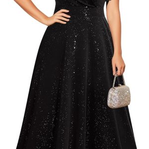 Pinup Fashion Women Plus Size Formal Dresses - Evening Gowns Wedding Guest Glitter Prom Long Dress